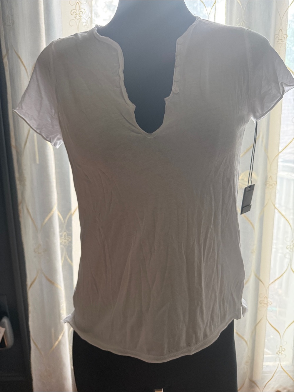 Zadig & Voltaire White Notch V-Neck Short Sleeve Tee